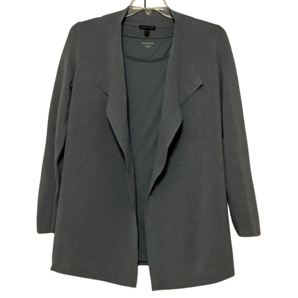 Eileen Fisher Silk and Organic Cotton Blue/Green Cardigan and Tank Set, M